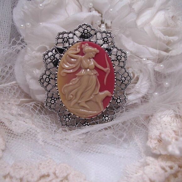 Artemis Aphrodite Greek Goddess Necklace Brooch - Picture 2 of 5